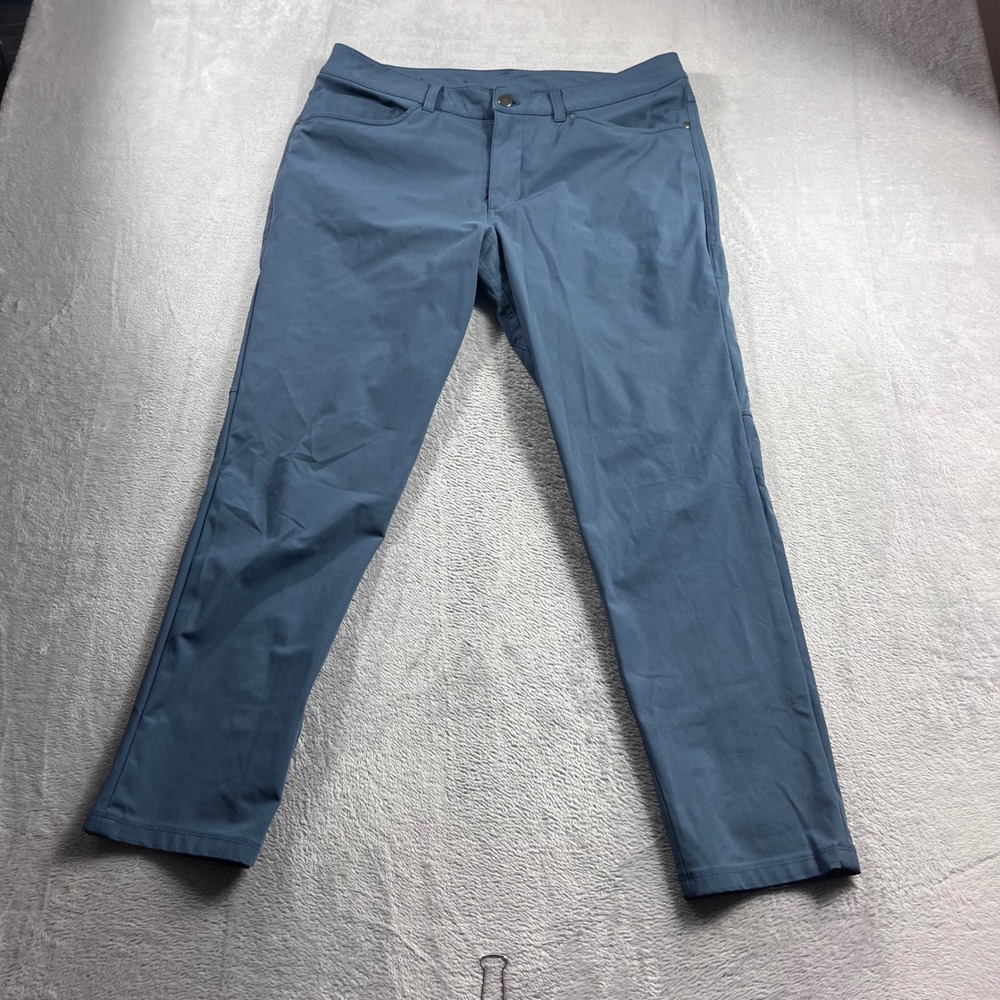 Lululemon Commission Slim Fit Pant 34 Blue Grey Warpstreme Trousers LM5AD8S